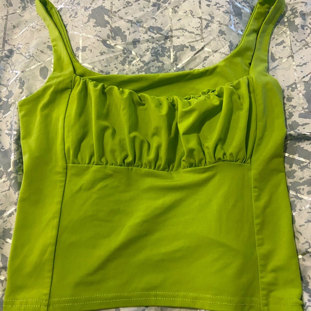 Lime green crop tank top